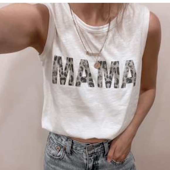 GRAYSON THREADS 'Mama' Graphic Tank Top - White Leopard Print Size Medium - Picture 9 of 10